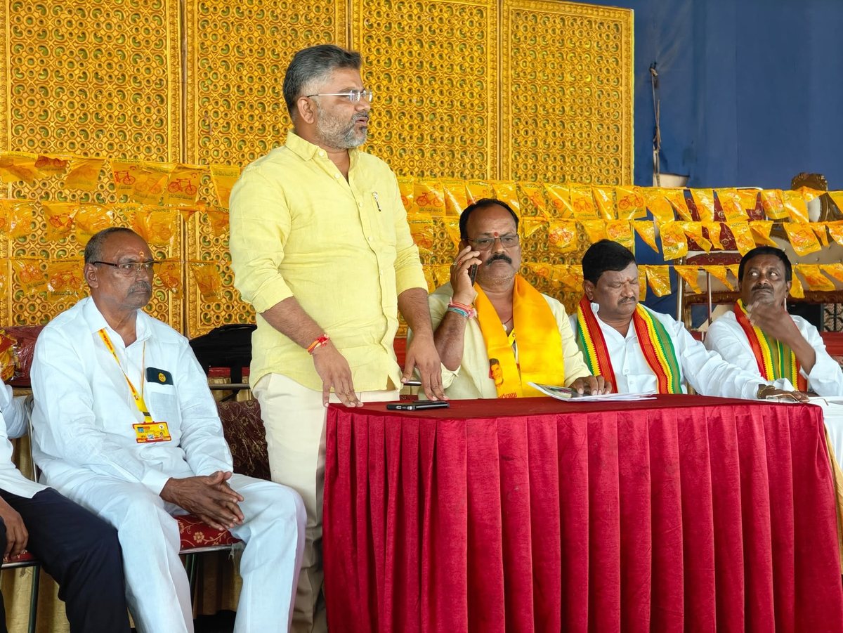 Talikota Hari Krishna speaking at a constituency opinion-gathering programme in Medchal